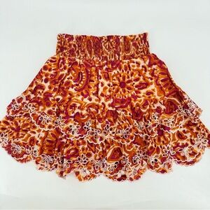 House of Harlow 1960 NWT Layered Eyelet Watercolor Mini Skirt